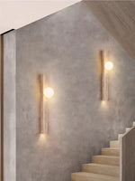 Retro Stone Wall Lamp: Japandi Long Sconces for Cozy Living Spaces
