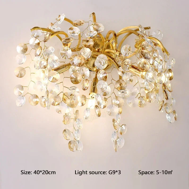 Nordic Crystal LED Wall Light: Modern Gold Living Room Decor & Bedroom Bedside Lamp