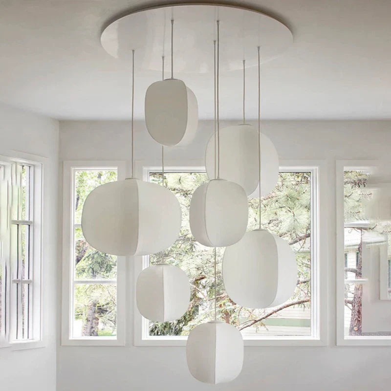Silk Chandelier: Nordic Wabi Sabi LED Pendant Light for Home, Bar, and Dining Room