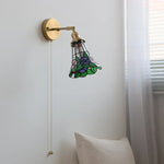 Rotatable Flower Glass LED Wall Sconce with Pull Chain Switch for Home Decor