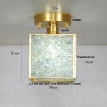 Crystal Glass LED Ceiling Light Copper Canopy Nordic Modern Design