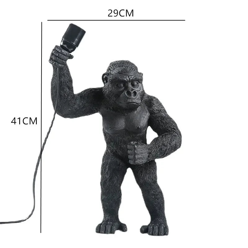 Resin Monkey Table Lamp: Decorative Gorilla Bedroom Light Fixture