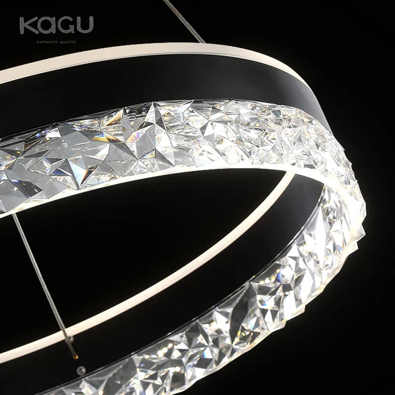 Crystal Rings LED Chandelier Black&White Frame