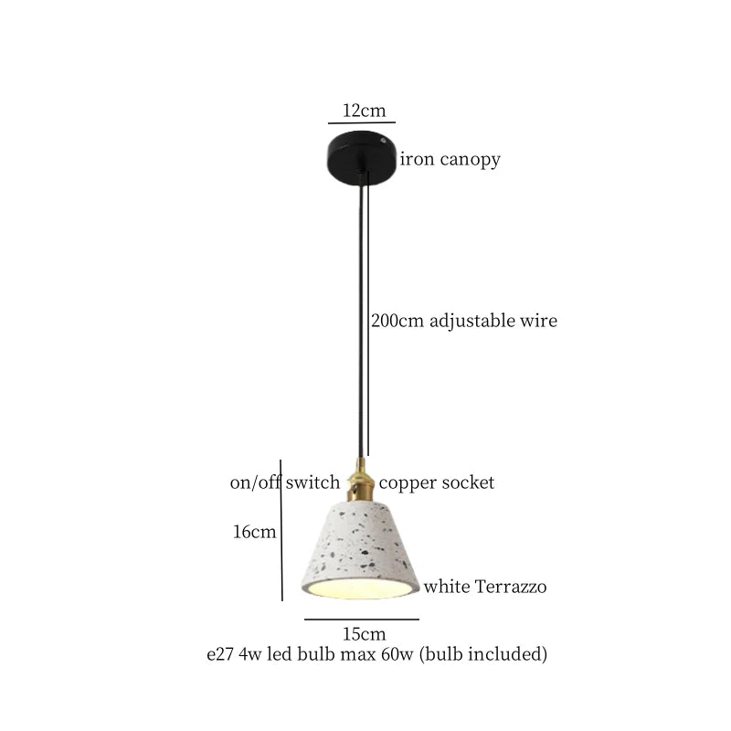 Wabi Sabi LED Pendant Lights Fixture Terrazzo Hanging Lamp Lighting
