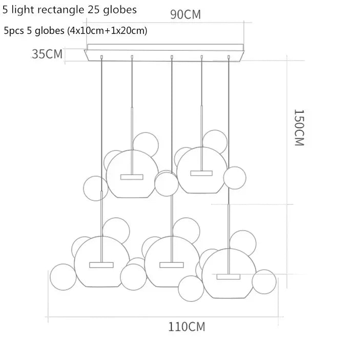 Milky Glass Globes LED Pendant Lights for Dining Room, Modern Luminarias LED Hanging Lamp