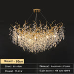 Gold Crystal Chandeliers for Dining Room Branch Hanging Lamp Large Lighting