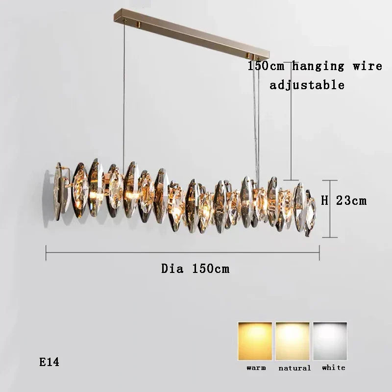 Kristal 2024 Chandelier LED Light for Dining and Living Room Decor