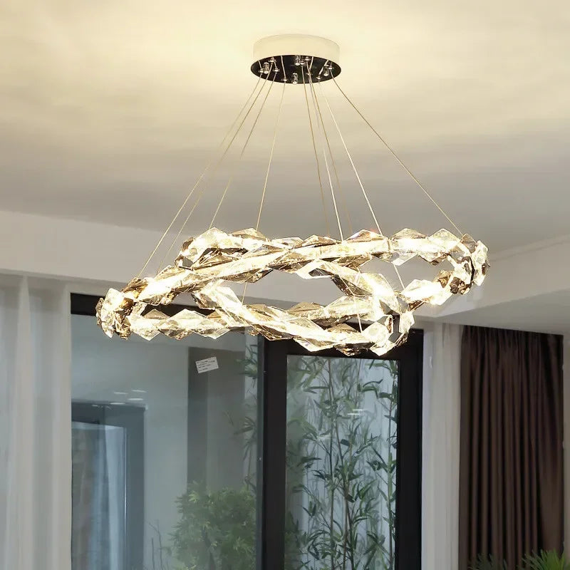 Crystal Chandelier Pendant Light - Dimmable Modern Luxury LED Chrome Luminaria
