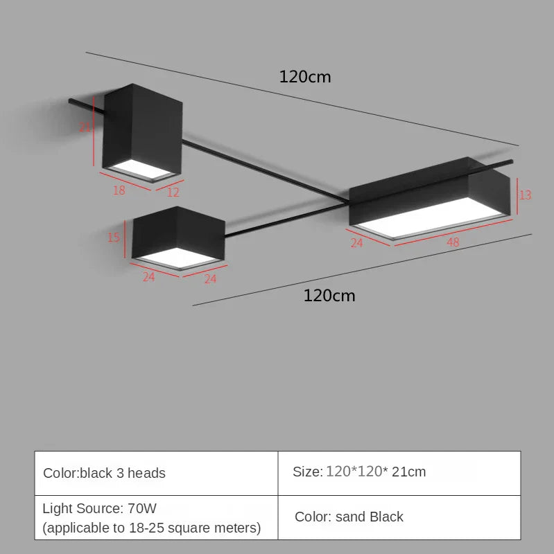 Black Nordic LED Ceiling Lights Chandeliers for Modern Living Room Decoration
