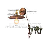 Nordic Wood LED Wall Lamp Pull Chain Switch for Home Decor & Lighting