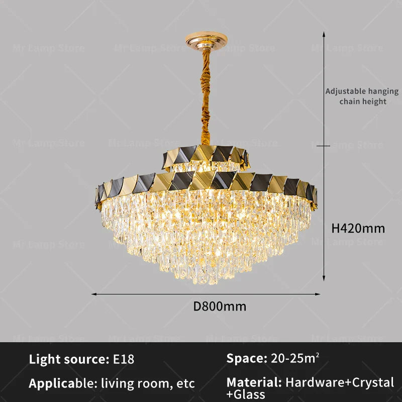 Modern Crystal Chandelier for Living Room Dining Bedroom LED Lighting