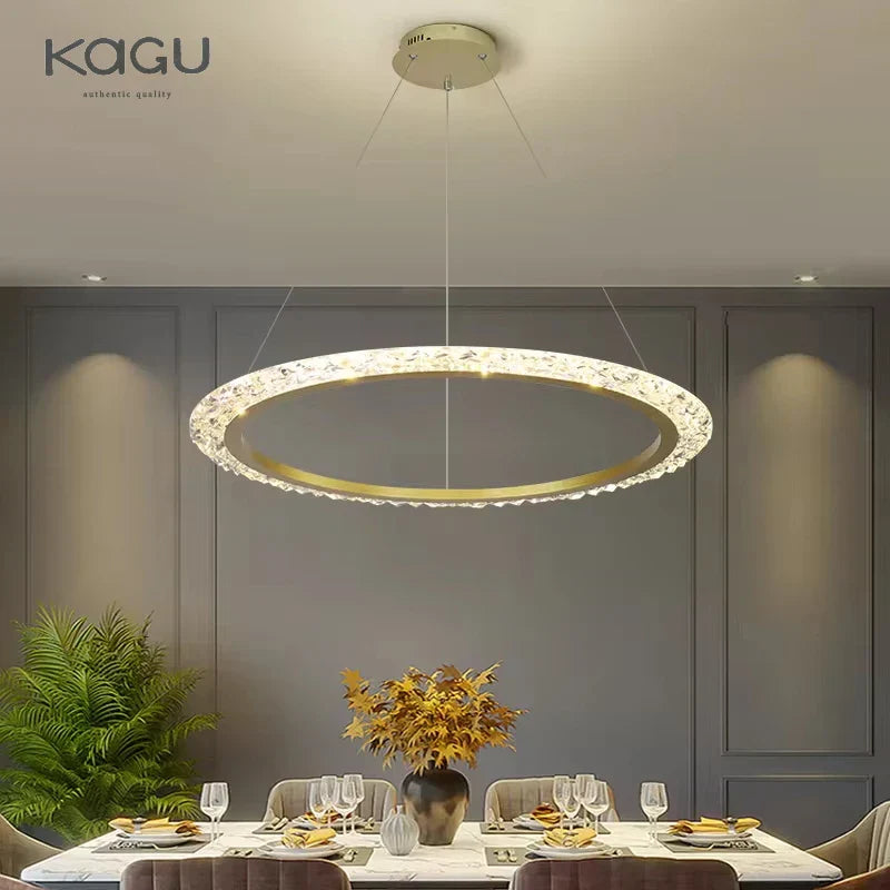Modern Luxury Gold Ring LED Pendant Chandelier for Living Room & Bedroom