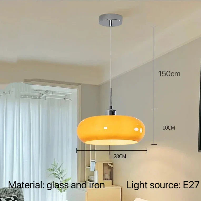 Glass Pendant Lamp Nordic Retro Restaurant Chandelier LED Lights for Bar Counter Bedroom