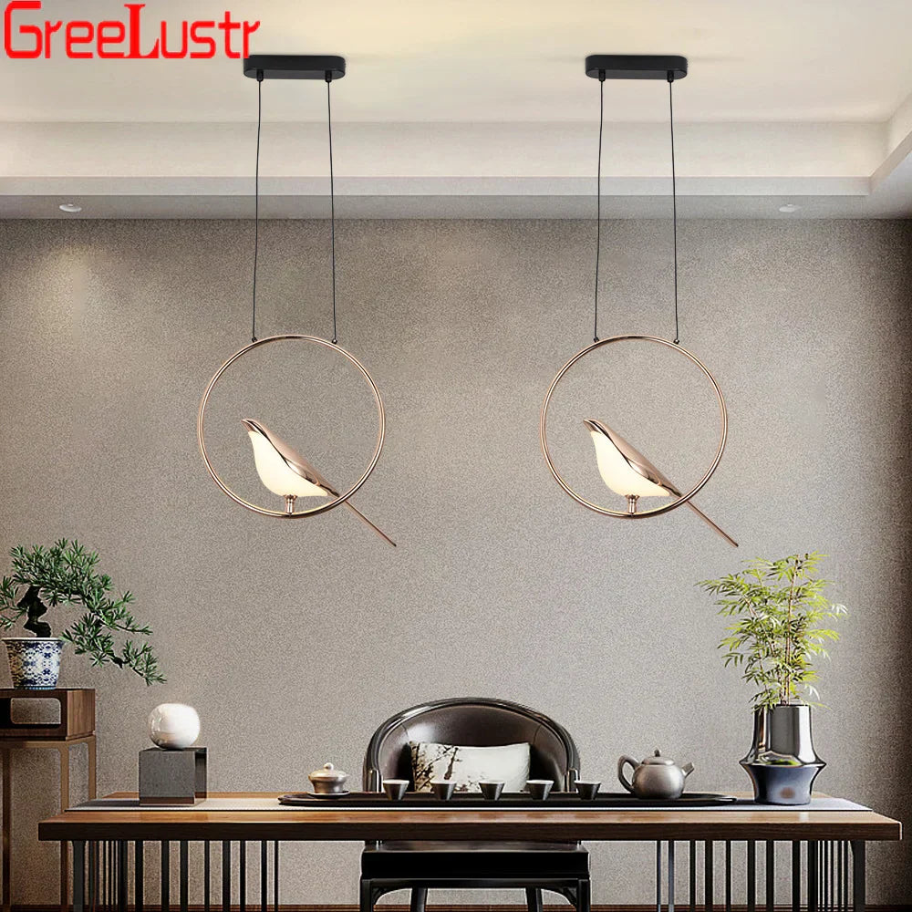 Modern Art Bird LED Pendant Lamp for Entryway Bedroom