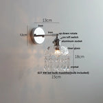 Crystal Iron LED Wall Light Modern Bedside Lamp Clear Glass Wandlamp