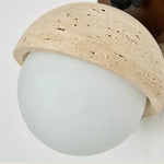 White Glass LED Wall Lamps Pull Chain Yellow Travertine Modern Bathroom Light
