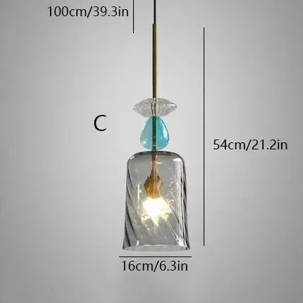 Scandinavian Macaron Stained Glass Chandelier with E27 Bulb