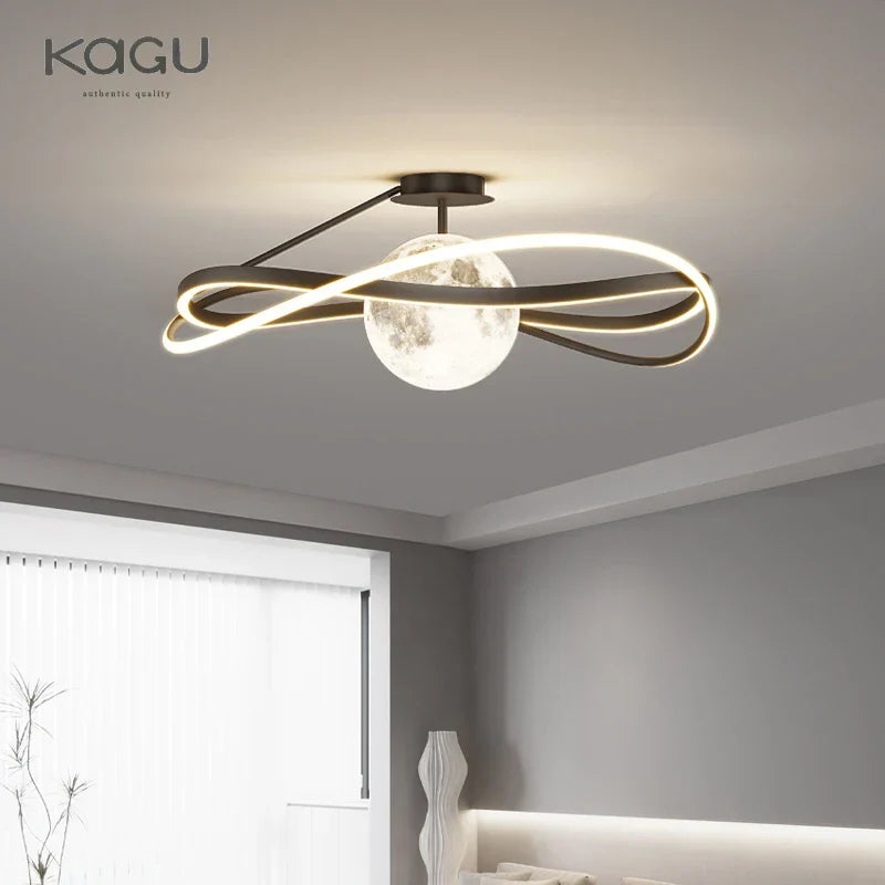 Moon LED Chandelier: Minimalist Modern Design for Living, Dining, or Bedroom Lighting
