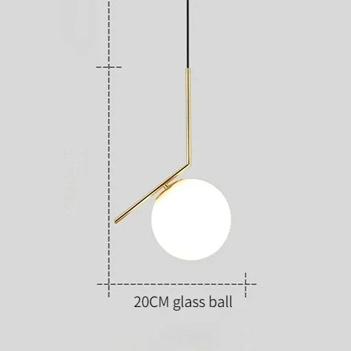 Gold Ring Glass Ball Pendant Light Fixture for Bedroom Living Room.