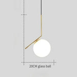 Gold Ring Glass Ball Pendant Light Fixture for Bedroom Living Room.