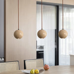 Stone Ball LED Pendant Lamp: Stylish Round Hanging Light for Bedroom & Living Room