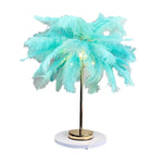 Nordic Ostrich Feather Table Lamp: Romantic Pink White Bedside Wedding Light