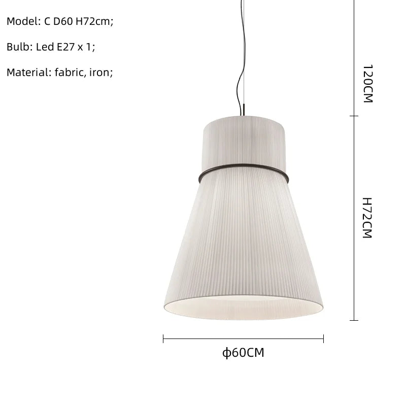 White Fabric LED Pendant Chandelier, Minimalist Living Room Ceiling Light