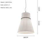 White Fabric LED Pendant Chandelier, Minimalist Living Room Ceiling Light
