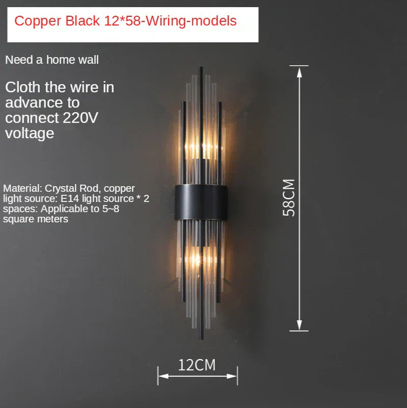 Crystal Copper Wall Lights: Postmodern Luxe Bedroom & Living Room Lighting