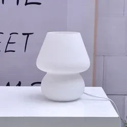 Striped Mushroom Glass LED Desk Lamp in Korean Ins Style