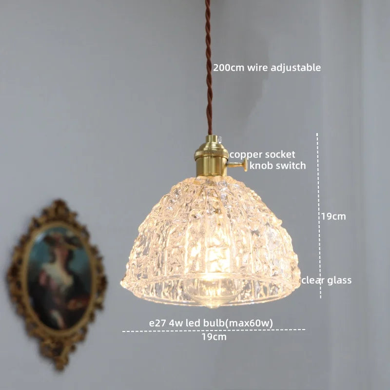 Copper Glass LED Pendant Light for Modern Home Decor - Hanging Lamp