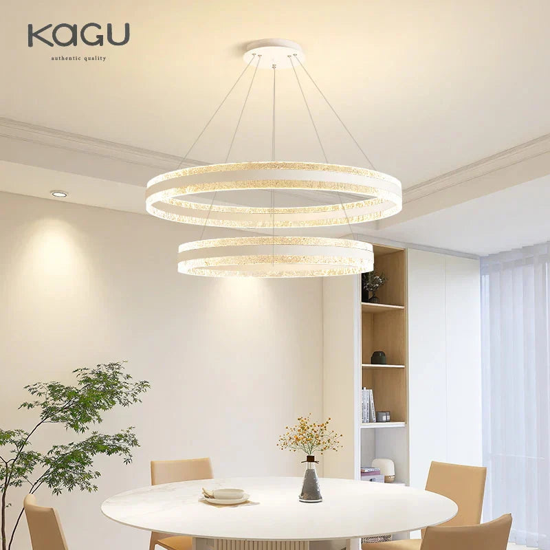 Circle Rings LED Chandelier for Living & Dining Room - Modern Acrylic Aluminum Lighting