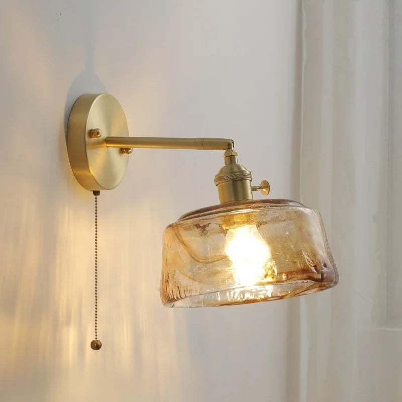 Glass Copper LED Wall Lamp Sconce for Corridor Bedroom Living Room