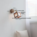 Walnut Wood LED Wall Light with Pull Chain Switch & Clear Glass Sconce