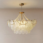 Pearl Crystal Chandelier for Dining Living Bedroom, Elegant French Shell Glass Light