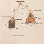 Wood LED Wall Light with Pull Chain Switch & Rotatable Amber Glass