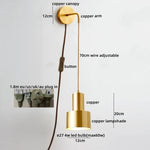 Modern Wood Copper LED Wall Sconce for Living Room Corridor Bar Bathroom