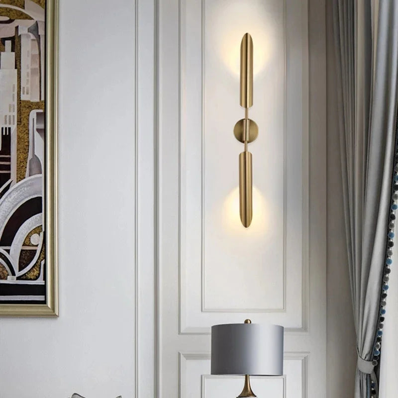 Gold LED Copper Wall Lamp Sconce for Living Dining Bedroom