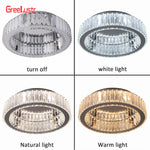 Big Crystal Round LED Chandelier Dimmable Ceiling Light with Remote