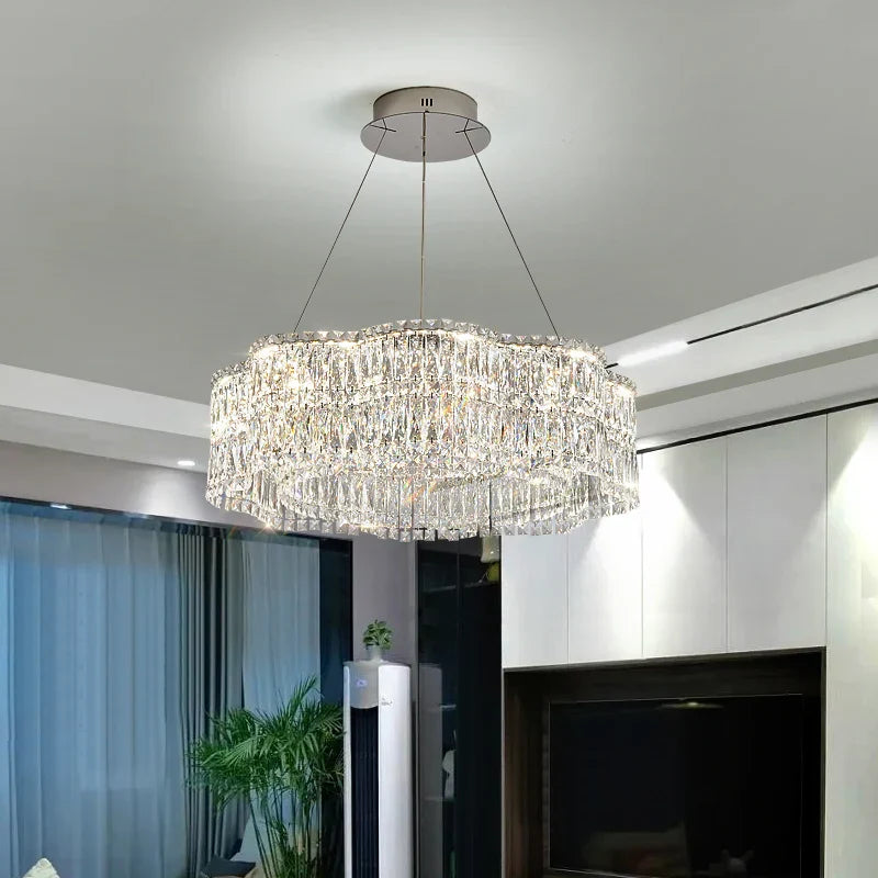 Crystal Luxe Chandelier for Modern Living Room, High-End Restaurant Light