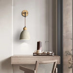 Afralia™ Nordic Cement LED Wall Lights with Pull Chain Switch - Modern Adjustable Bedside Lamp