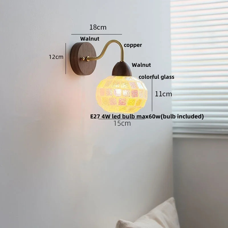 Shell Glass LED Wall Light Tiffany Style Bedside Lamp