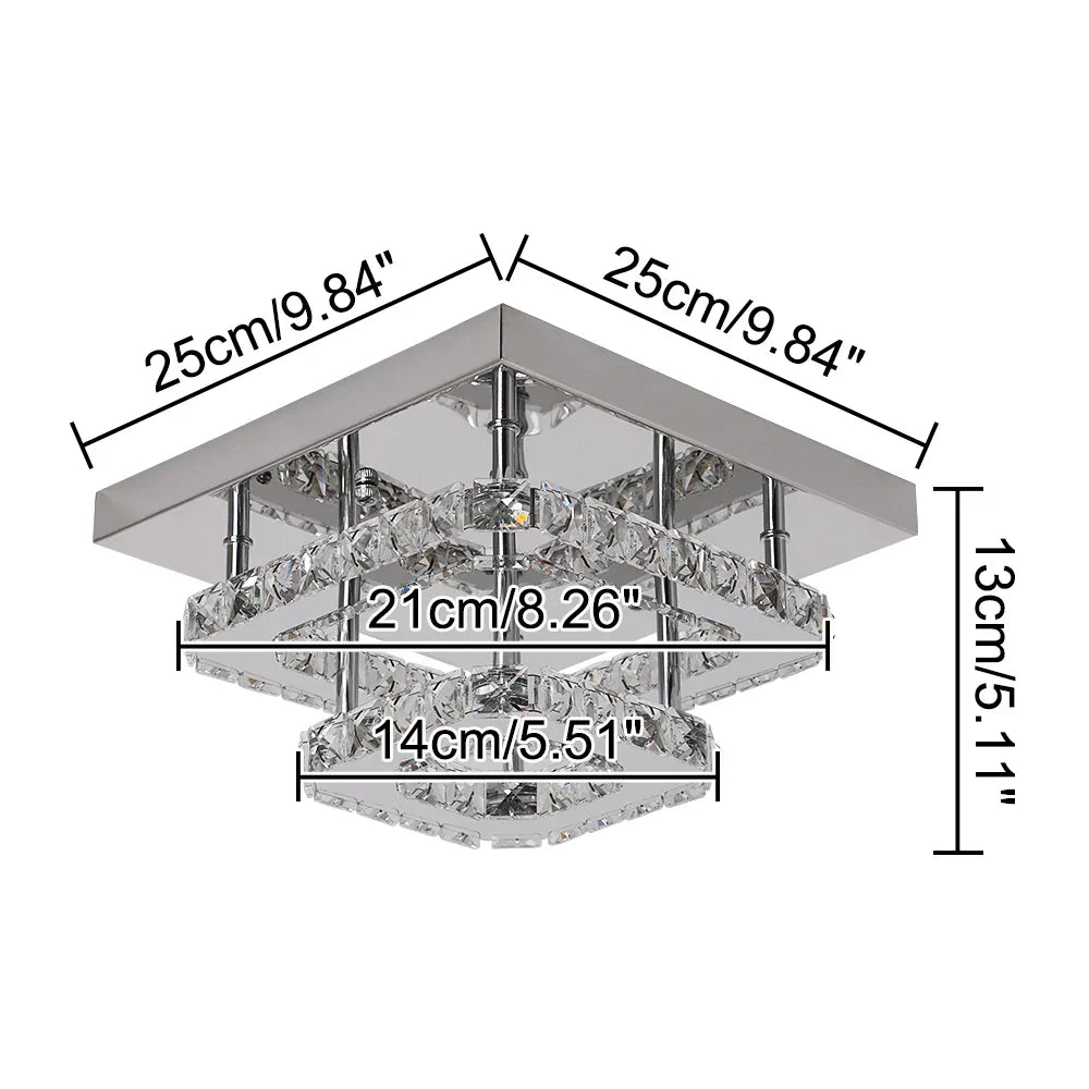 Crystal LED Flush Mount Ceiling Light for Kitchen Hallway - Modern Chandelier Fixture