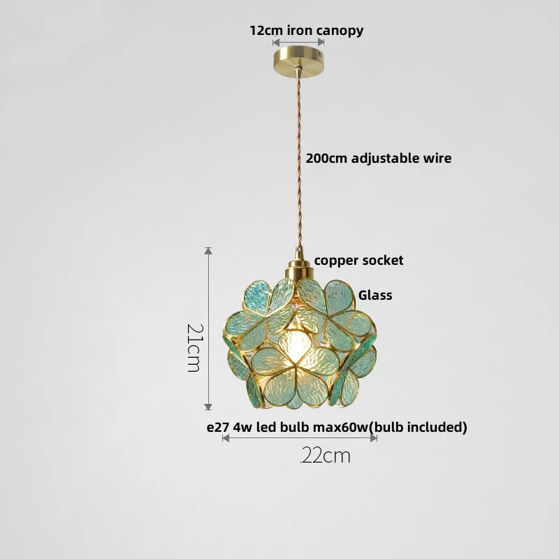 Glass Flower LED Pendant Light Fixture for Modern Luxury Home Decor