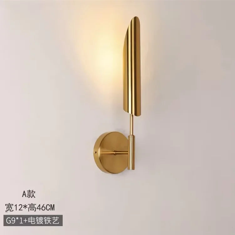 Golden Inclined Tube Wall Lamp for Modern Luxury Decor in Living Room
