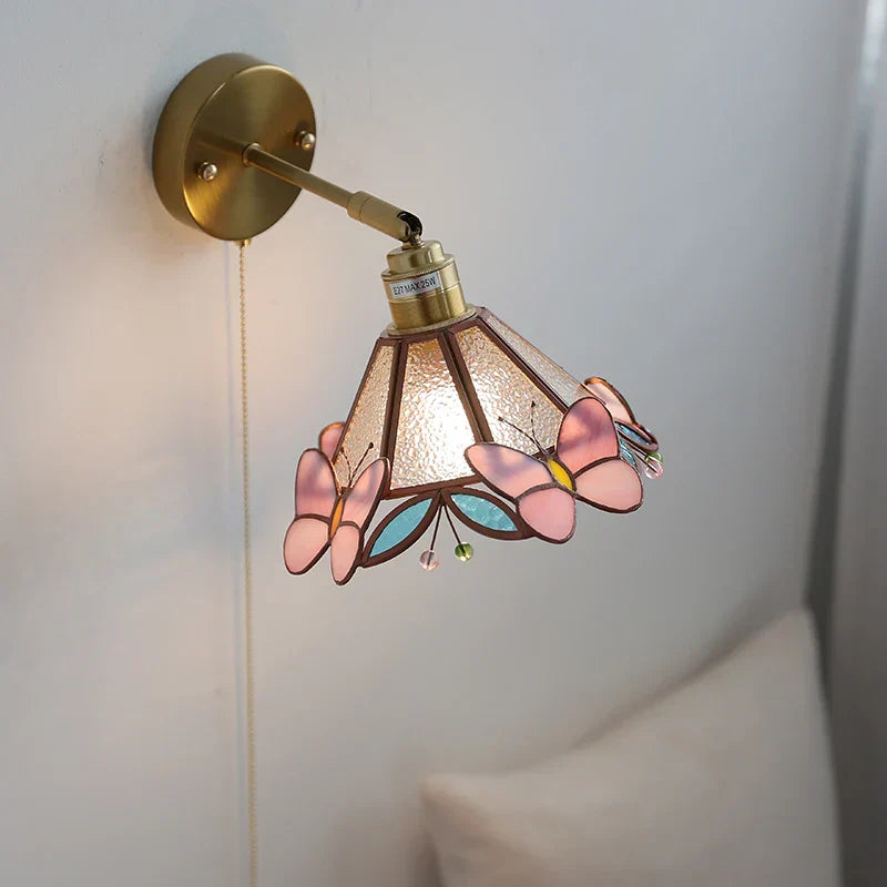 Butterfly Glass Wall Light: Up Down Rotate LED Fixture for Bedroom Living Room