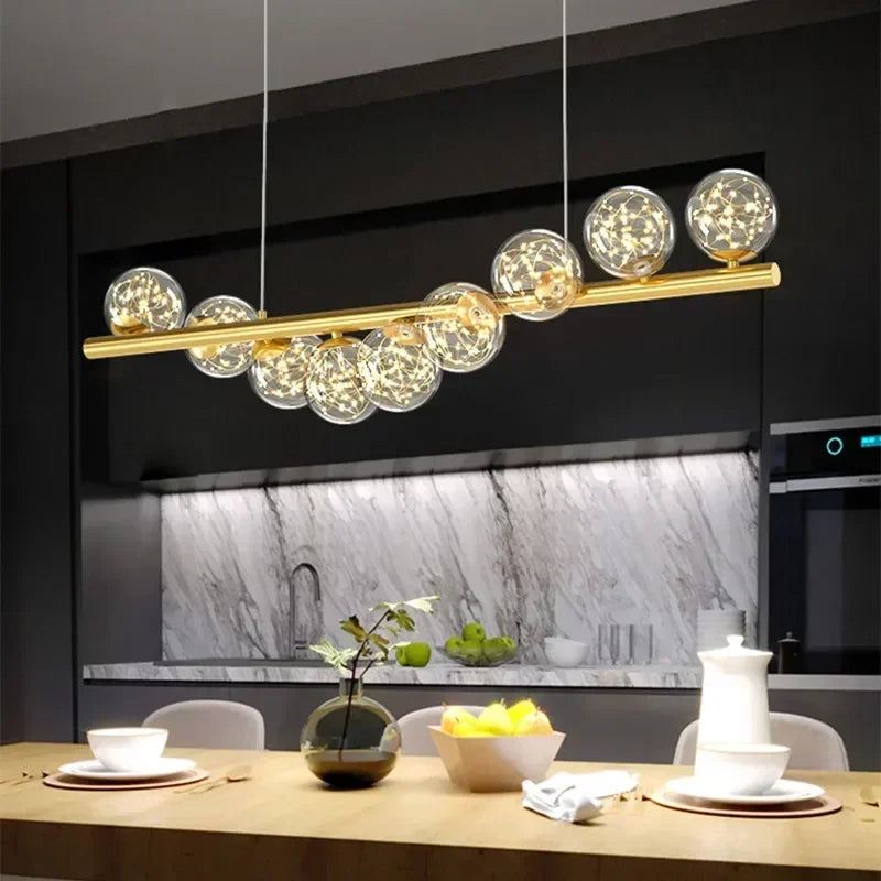 Nordic Gold Glass Ball Chandelier for Dining Room Kitchen Island