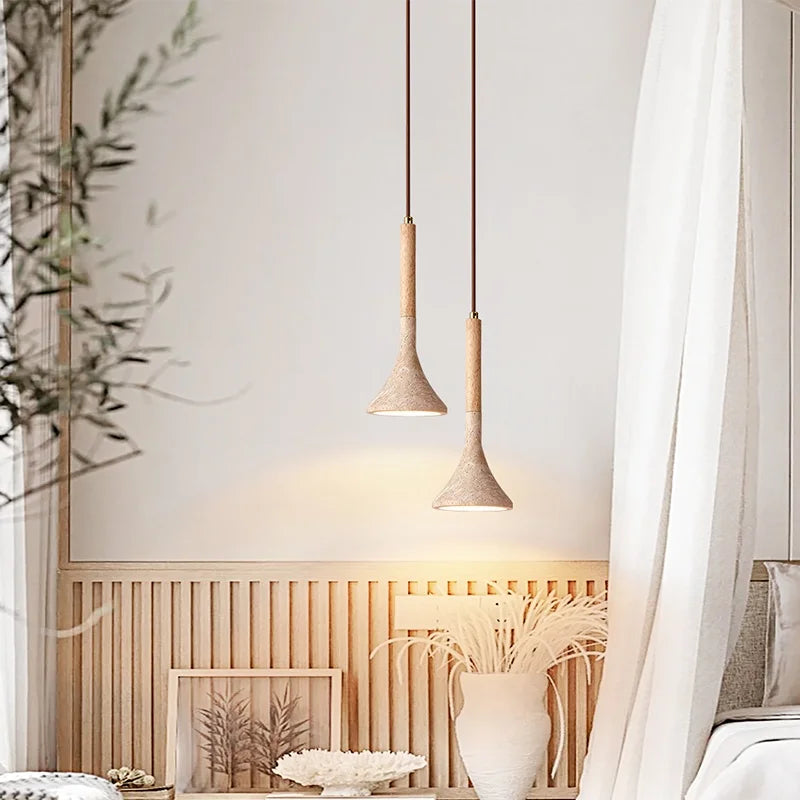 LED Pendant Light Yellow Travertine Modern Hanging Lampara