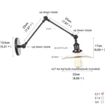 Industrial Loft Swing Arm Wall Sconce Clear Glass Pull Chain Switch Bedside Lamp
