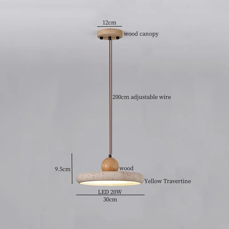 Yellow Travertine Pendant Light: Nordic Minimalism LED Hanging Lamps for Home Decoration